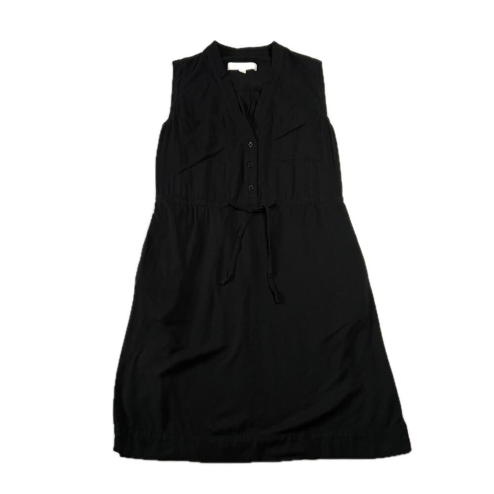 LOFT Sleeveless V-Neck Shirt Dress Size XS Knee Length Minimalist Casual Classic